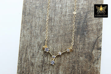 Cancer Necklace, 14 k Gold Horoscope Zodiac Sign Constellation Choker, CZ Pave July Birthday - A Girls Gems